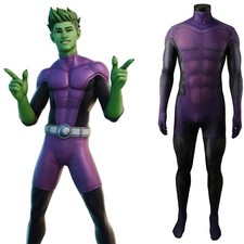 Beastboy Teen Titans Cos Jumpsuit Superhero Cosplay Costume Adult Kids Halloween