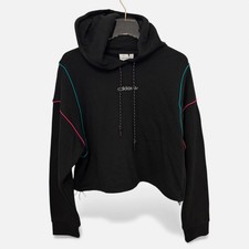 Adidas Originals Cropped Hoodie Black L Retro Colorblock NWT