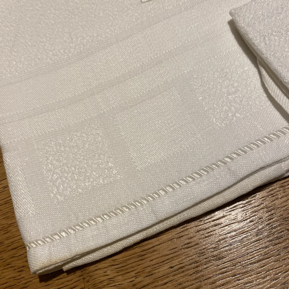 Linge ancien 12 SERVIETTES TABLE Damassé beau tissage monogramme GA brodé main - Photo 4/4