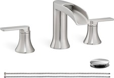 Brushed Nickel Waterfall Bathroom Faucet 3 Hole