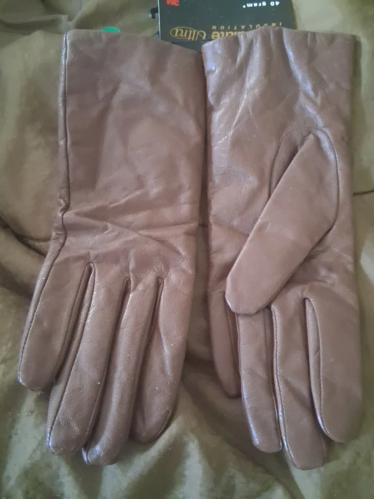 Womans Thinsulate Brown Leather Gloves Sz6.5. New With Tags