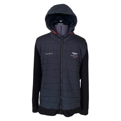 Hackett Aston Martin Racing gesteppter Hoodie vorne schwarz Reißverschluss Jacke Herren 2XL
