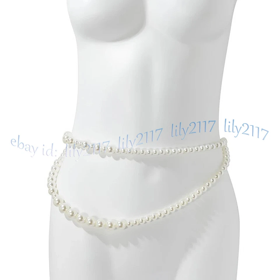 白色贝壳珍珠腰腹链女式腰带配件身体珠宝性感 — 第 4/4 张图片