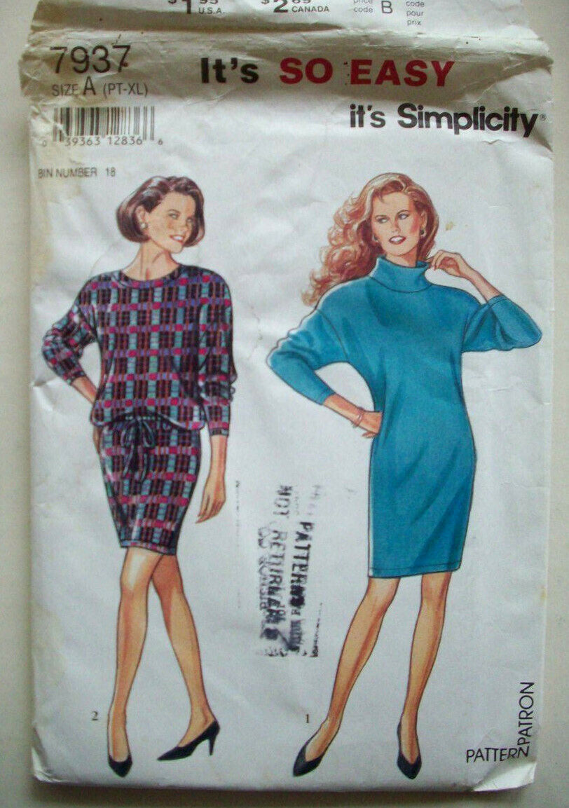 Pullover easy loose fit dress pattern 7937 sz 6 8 10 12 14 Pullover easy loose fit dress pattern 7937 sz 6 8 10 12 14
