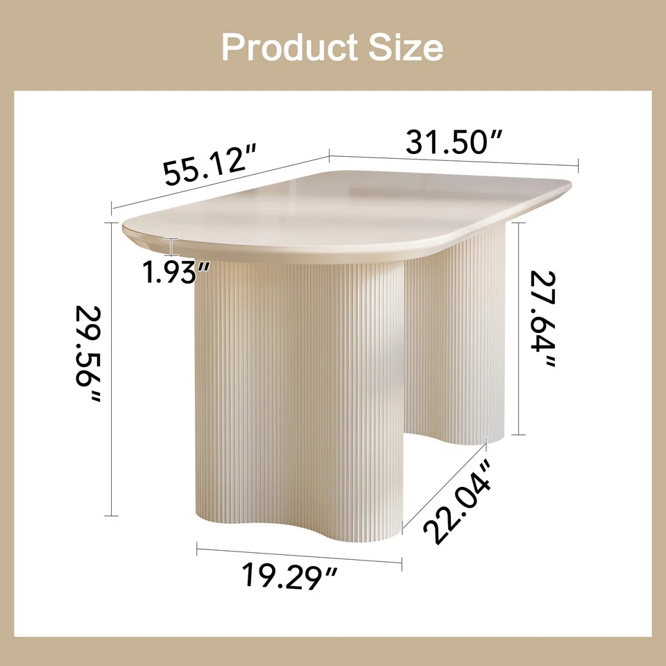 Guyii 55" Dining Table Modern Kitchen Table for 4-6 People White, Table Only - Image 2 of 4