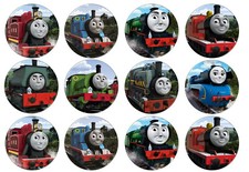 Thomas the Tank Engine Theme Edible Wafer Cup Cake Toppers Standing or Disc
