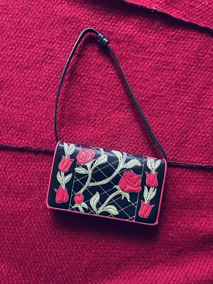 Isabella Fiore Wallet Roses Flowers Black 