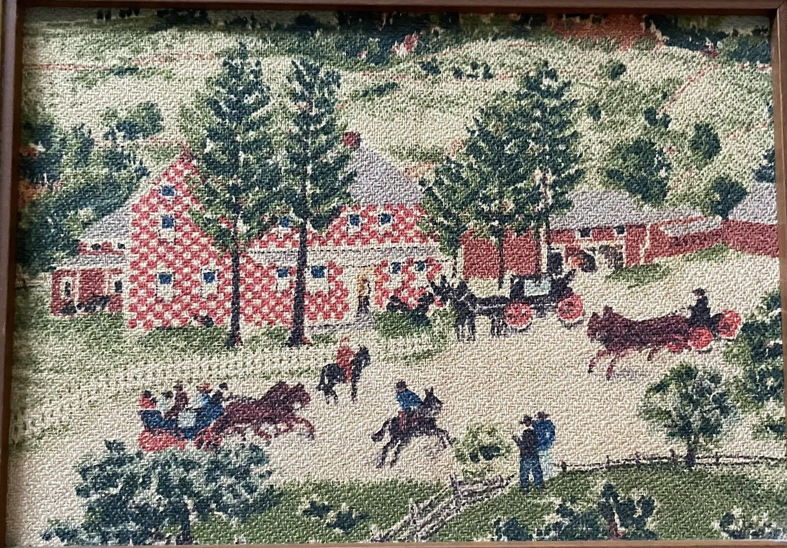 Grandma Moses The Checkerboard House Framed Vintage S951 C & A