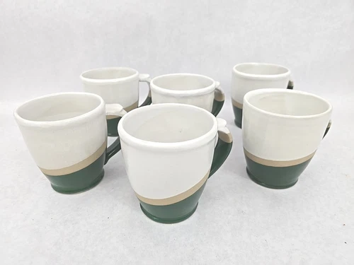 Red Wing Stoneware Coffee Mugs Green Glazed Pottery