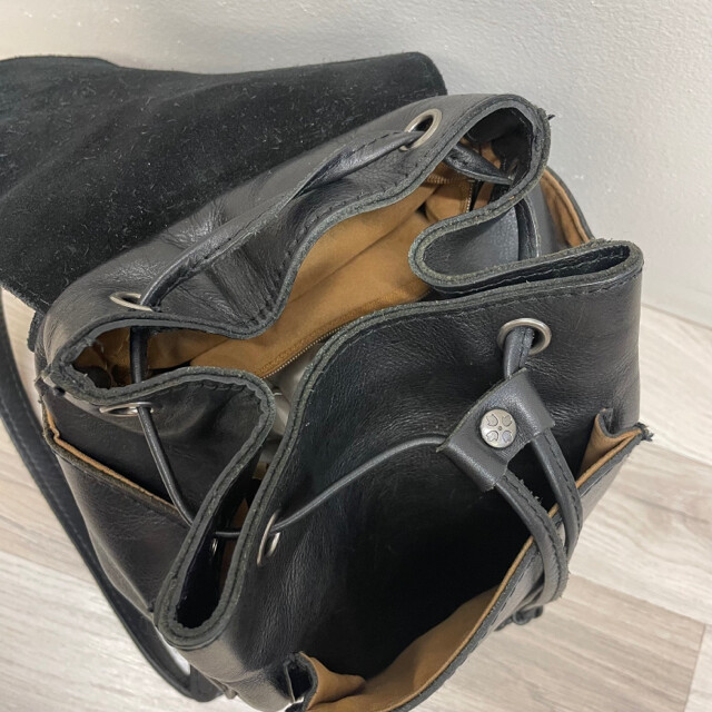 Patricia Nash Black Leather Solid Backpack Handbag Gem