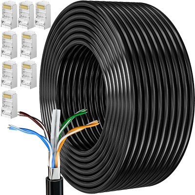Ethernet-Kabel 40 m, Cat 6 externes Bulk-Internet-Kabel 40 Meter FTP 23AWG LAN