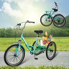 Triciclo plegable para adultos Triciclo plegable para adultos 24"" 7 velocidades 3 ruedas bicicleta con cesta