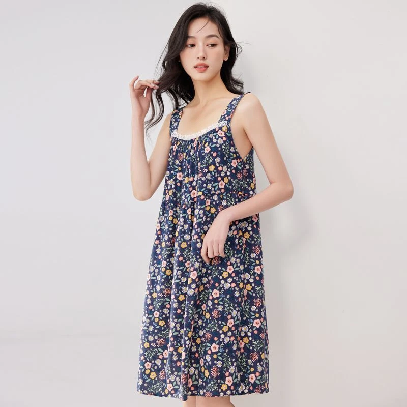 Women s Sleeveless Oversize Sleep Shirt Nightgown Cotton