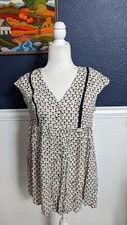 Vanessa Virginia Anthropologie Black White Spot Dot Mini Dress Sz XS Extra Small