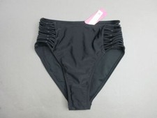 NWT XHILARATION SIZE S WOMENS BLACK CHEEKY HIGH WAIST BIKINI BOTTOM 4J
