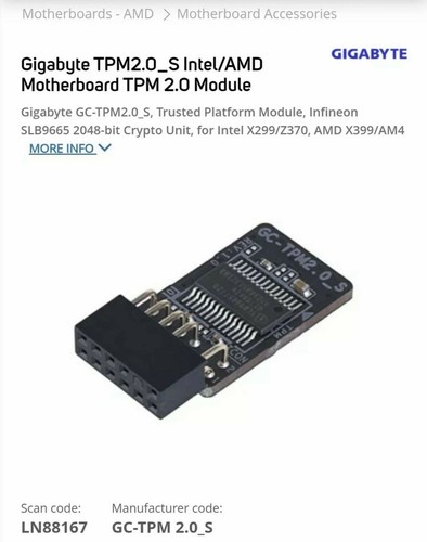GIGABYTE GC-TPM Trusted Platform Module 2.0
