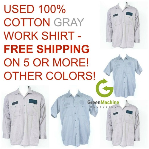 Used Work Shirts 100% Cotton GRAY Cintas, Redkap, Unifirst, G&K