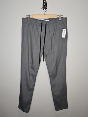 Pacsun Women's Gray Plaid Pull On Drawstring Ankle Pants