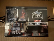2025 Leaf Metal Football Factory Sealed Hobby Box 5 Auto's Per Box