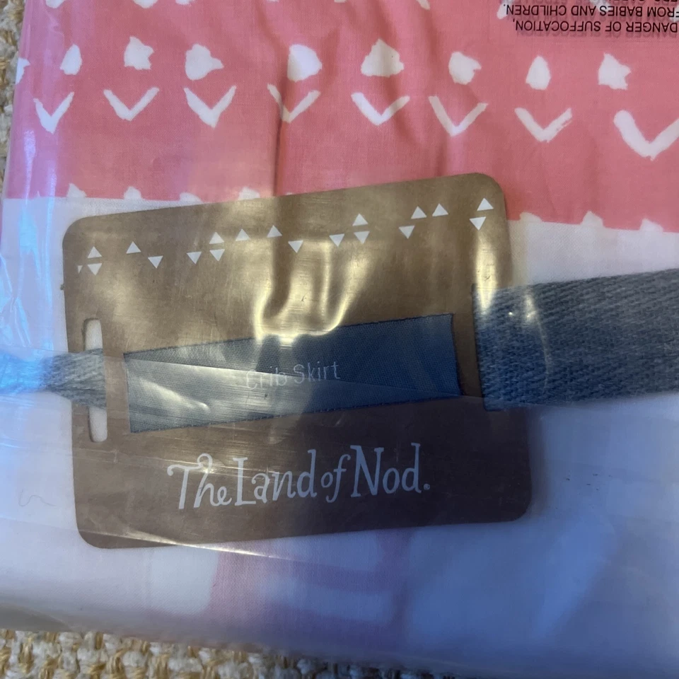 The Land of Nod Falda Cuna Bebé Ropa de Cama Infantil Algodón Rosa Claro Nueva Foto 3 de 4