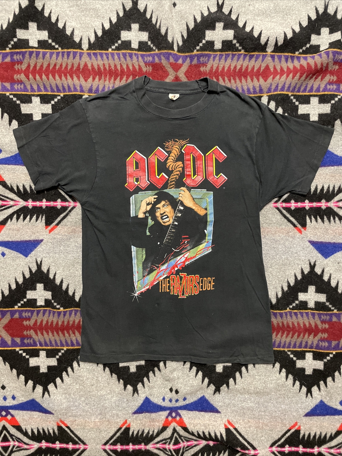 Vintage Ac/dc The Razor’s Edge World Tour 1990-91 T-Shirt Size L Black ...