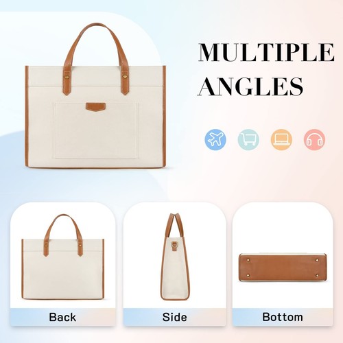 Missnine Laptoptasche Canvas Laptoptasche 15,6 Zoll Arbeit Schultertaschen Casua... - Bild 7 von 7