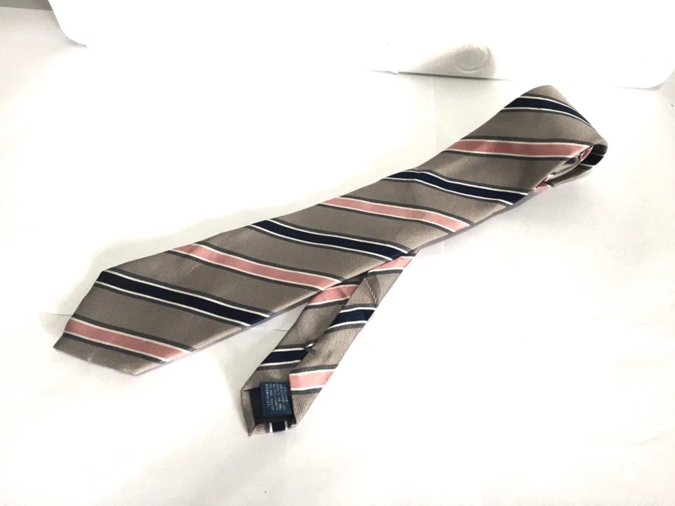 Authentic FILA Striped Design On Silver 100% Silk Necktie Tie - Image 2 of 4