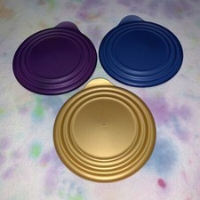 3 transparent elegante Tupperware runde Schüsseldeckel Schmuckton 5026A Ersatzstück