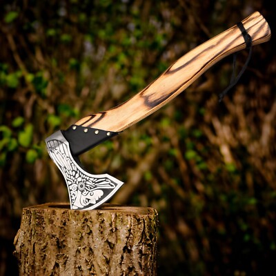CUSTOM HAND FORGED Carbon STEEL VIKING THROWING AXE NORSE RAGNAR TOMAHAWK AXE