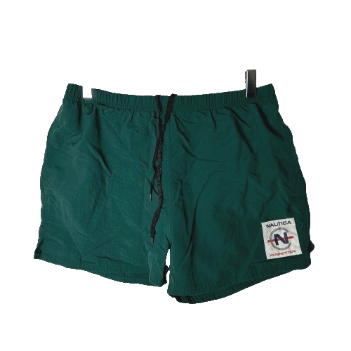 VTG Y2K Nautica Competition Swim Trunks Shorts Men's Sz M Green Nylon Mesh Lined - Picture 1 of 10