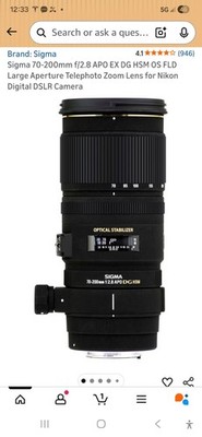 Sigma 70-200mm f/2.8 DG OS HSM Sports Lens For Nikon, Just Serviced At SIGMA.