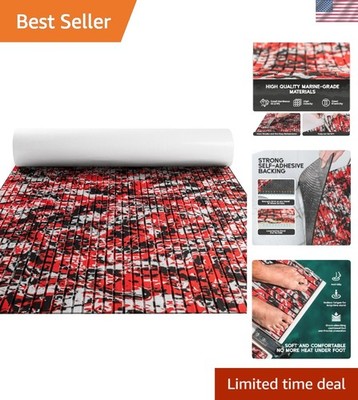 Versatile Speed Red Camo EVA Marine Mats - Durable Boat Flooring, 94.5'' x 15.7''
