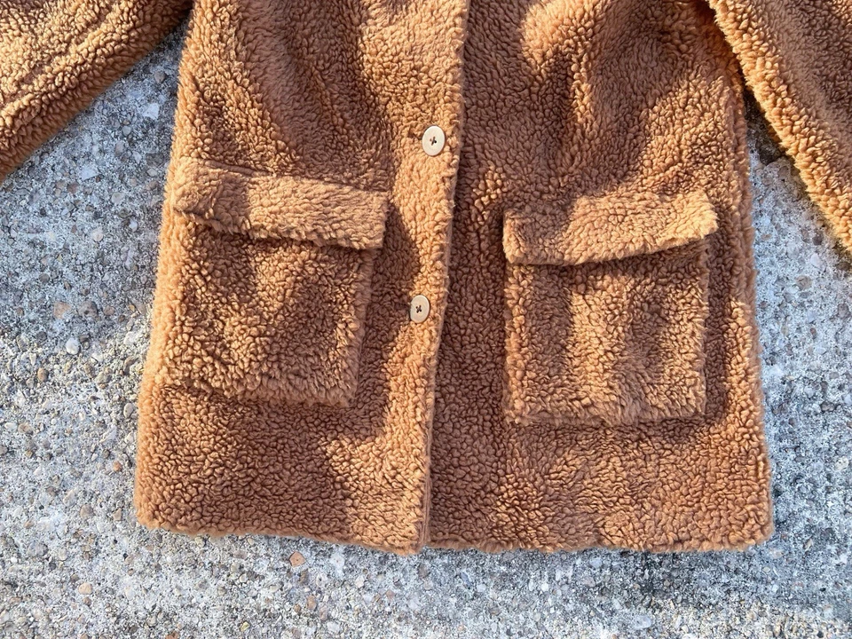 Abrigo de peluche Sherpa Crewcuts - Talla XL - Marrón camel - Excelente estado Foto 4 de 4
