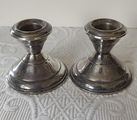 Vintage ~ Sterling Silver Candlesticks ~ Weighted ~ 8.8 oz ~ 25" Tall