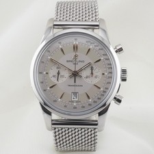 Breitling Transocean Chronograph 43mm Steel Smooth Mercury Silver Dial AB015412