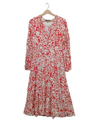 COMMA Langarmkleid Damen Kleid Gr. DE 40 rot-weiß Elegant