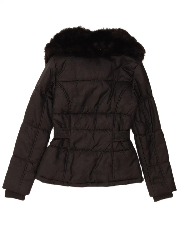 Chaqueta acolchada para mujer Jane Norman UK 8 pequeña negra de nailon CM17 Foto 4 de 4