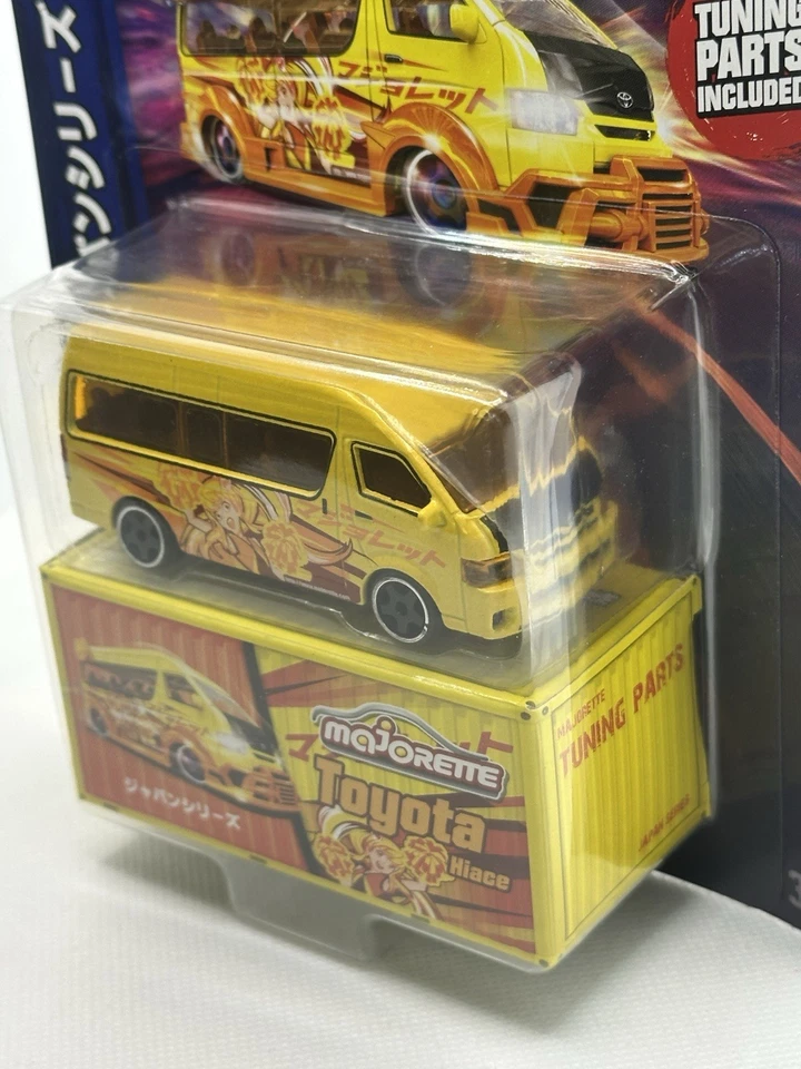 Coches Majorette Deluxe Serie Japón con piezas de afinación Toyota Hiace Van Amarillo Foto 2 de 3