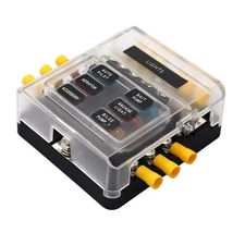 6 Circuit Fuse Block with Grounding 12V-24V for Boat Car RV Truck Solar