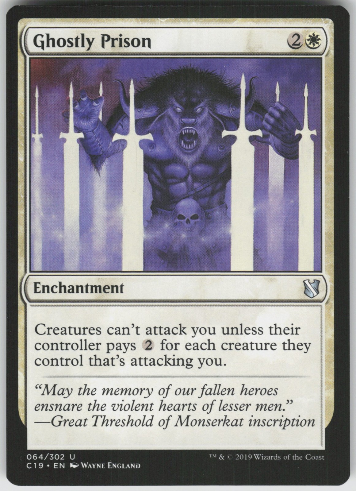 Ghostly Prison 64 Magic Commander 2019 LP Uncommon