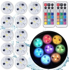 Fun Submersible LED Lights with Remote 12 PCS RGBW Battery Operated Waterproof