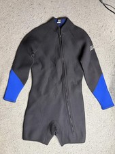 Xcel Wetsuit Mens Large Black Blue Long Sleeve Front Zip Shorty Surf Suit USA