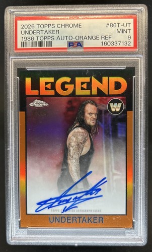 2026 Topps Chrome WWE Undertaker 1986 Auto Autograph Orange Refractor #/25 PSA 9