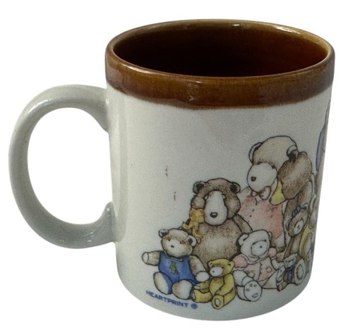 Otagiri Japan Teddy Bears Heartprint Coffee Mug Stonewear Jan Jameson Embossed - Picture 2 of 17