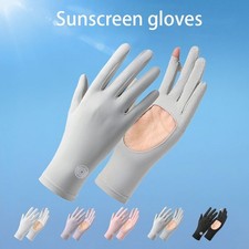 UPF50 Women Sun Protection Gloves Cut Palm Touch Screen Driving Outdoor Cycling