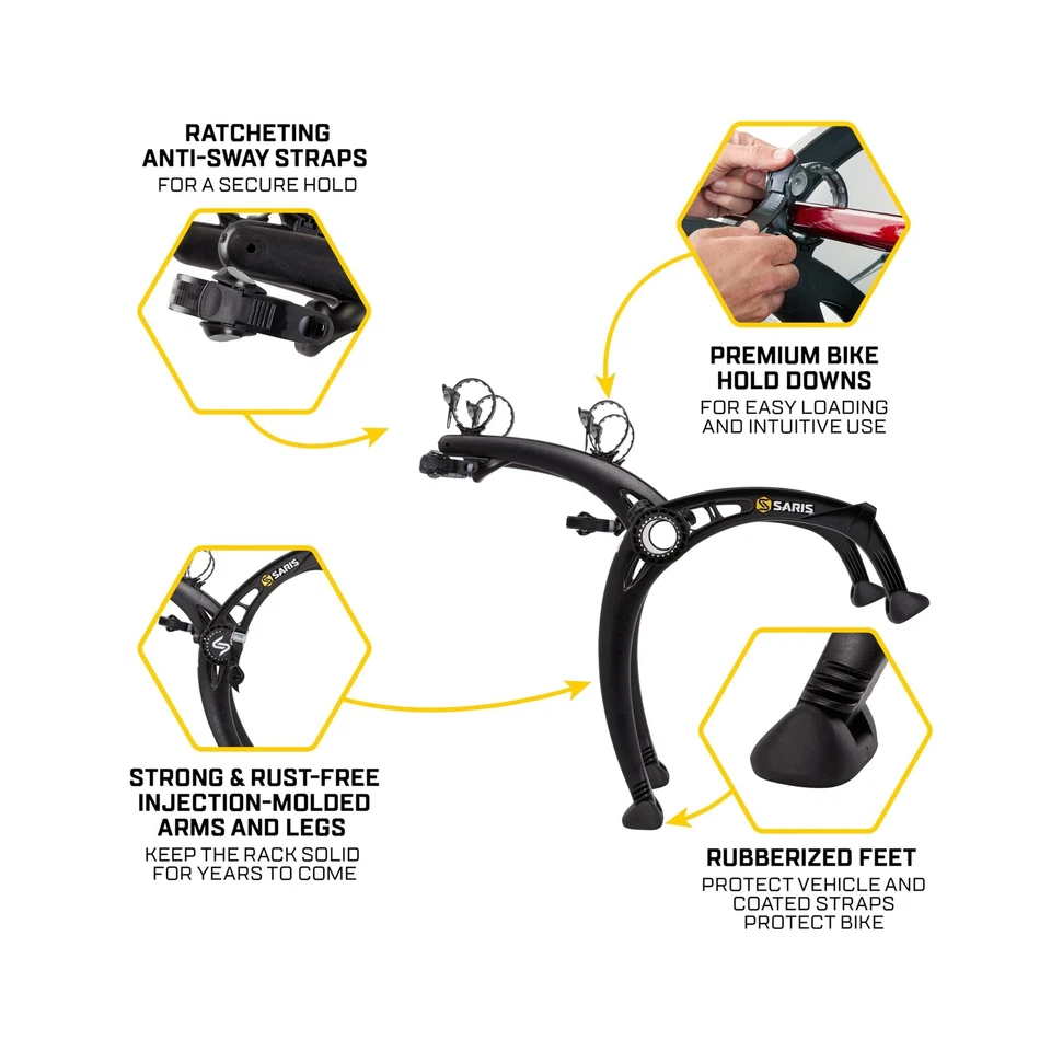 Saris Bones EX 2-Bike Trunk Rack Bicycle Carrier, Durable, Rust-Free, Anti-Sw... - Image 4 of 4