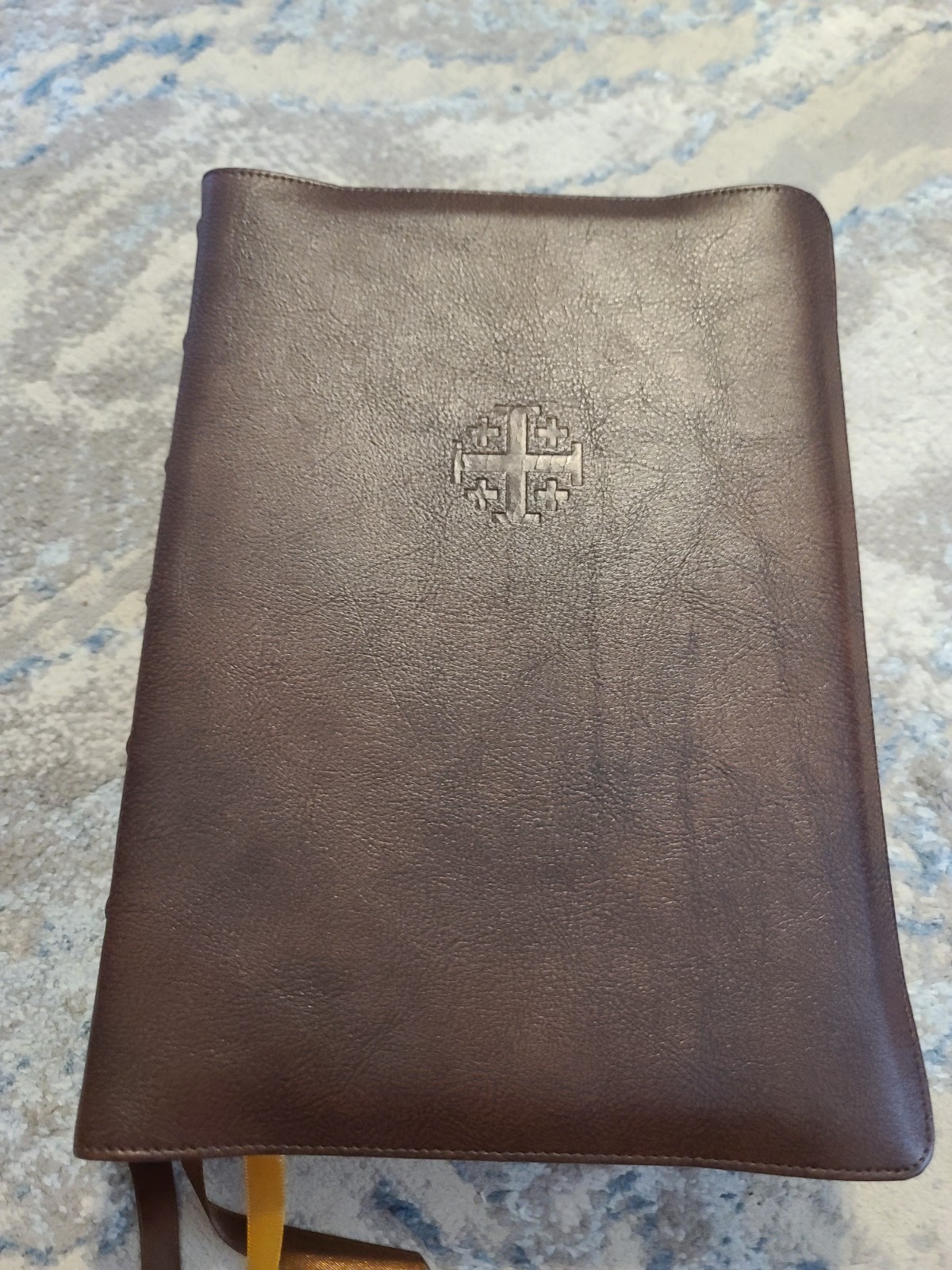 Schuyler ESV Wide Margin Holy Bible Quentel Marbled Mahogany Calfskin