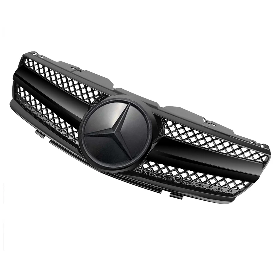 Black Grille Grill W/Emblem For Mercedes Benz R230 SL500 SL600 2003 2004-2006 Foto 3 de 4