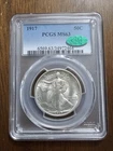 Flashy White 1917 Walking Liberty Silver Half Dollar 50C PCGS MS 63 CAC