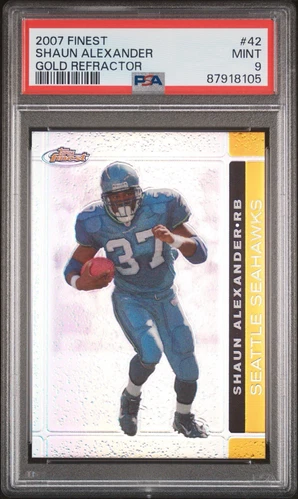 2007 Topps Finest #42 Shaun Alexander Gold Refractor /50 PSA 9 Mint - Pop 2